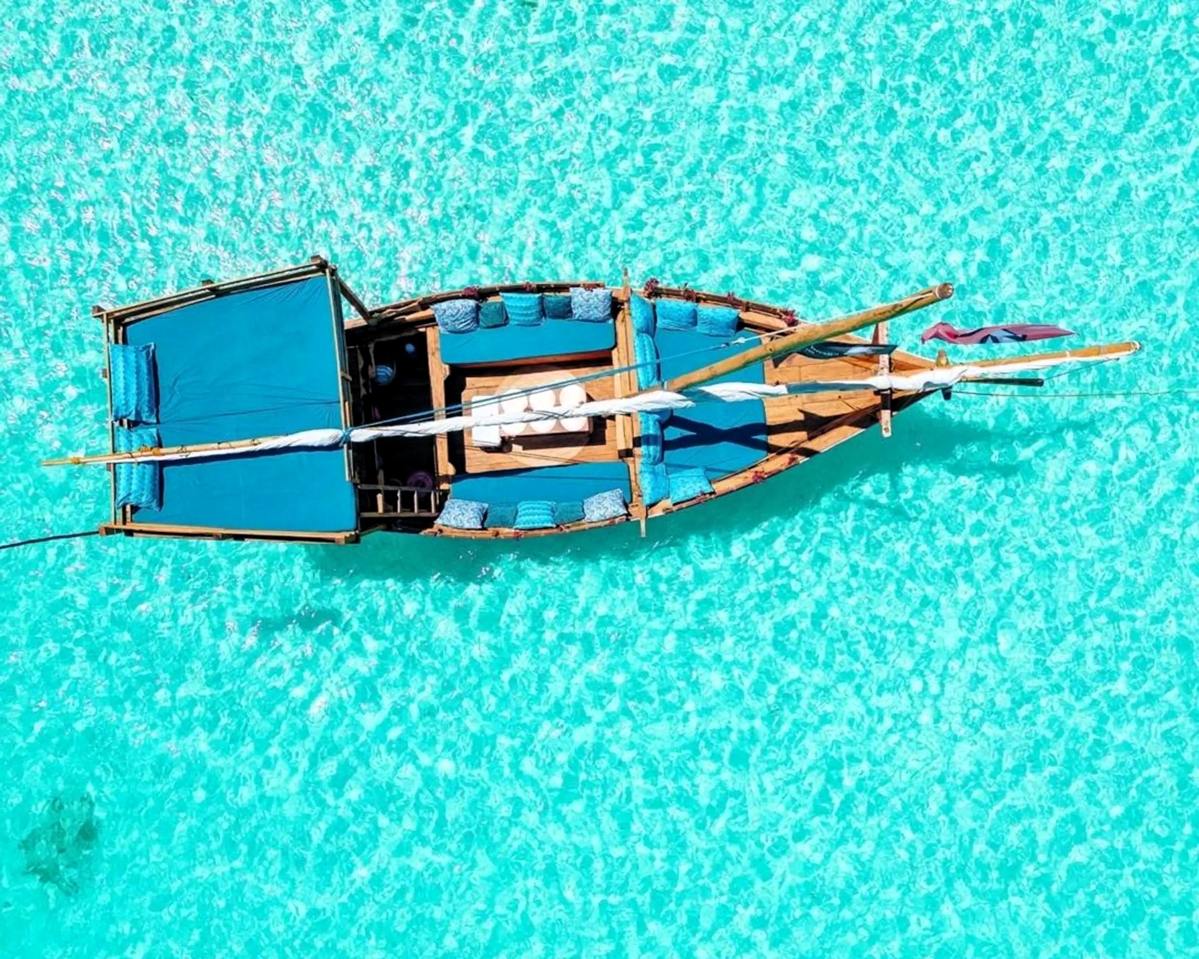 Luxurious boat on sunset cruise in Zanzibar